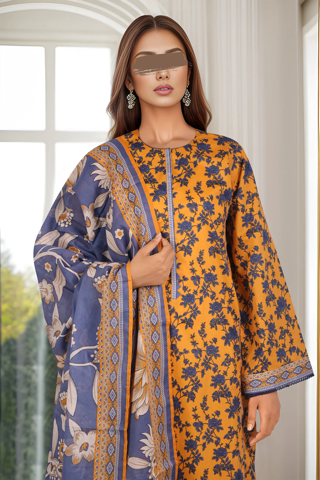 Unstitched Printed Lawn 3 Piece - Image 2