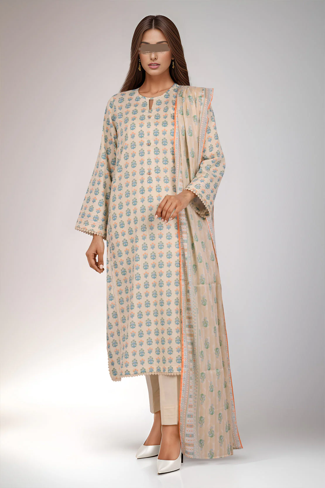 Unstitched Printed Lawn 3 Piece