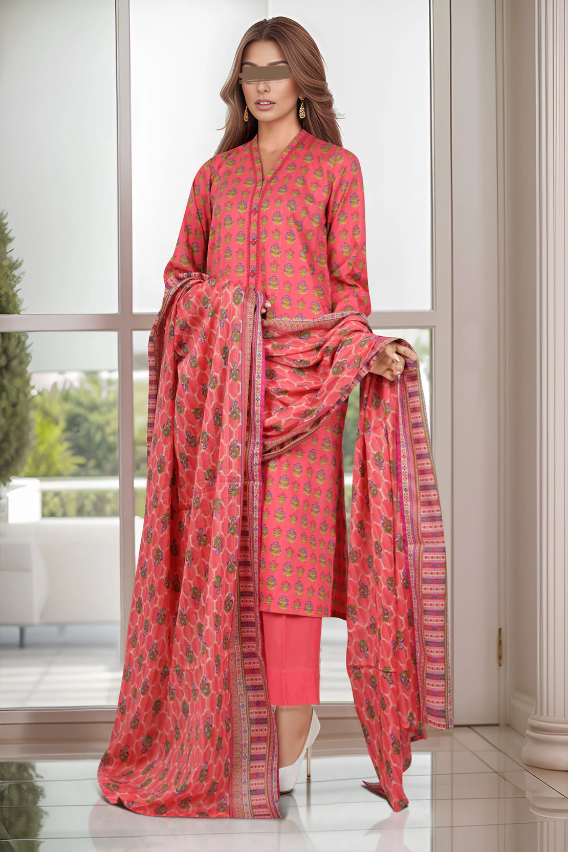 Unstitched Printed Lawn 3 Piece - Image 4