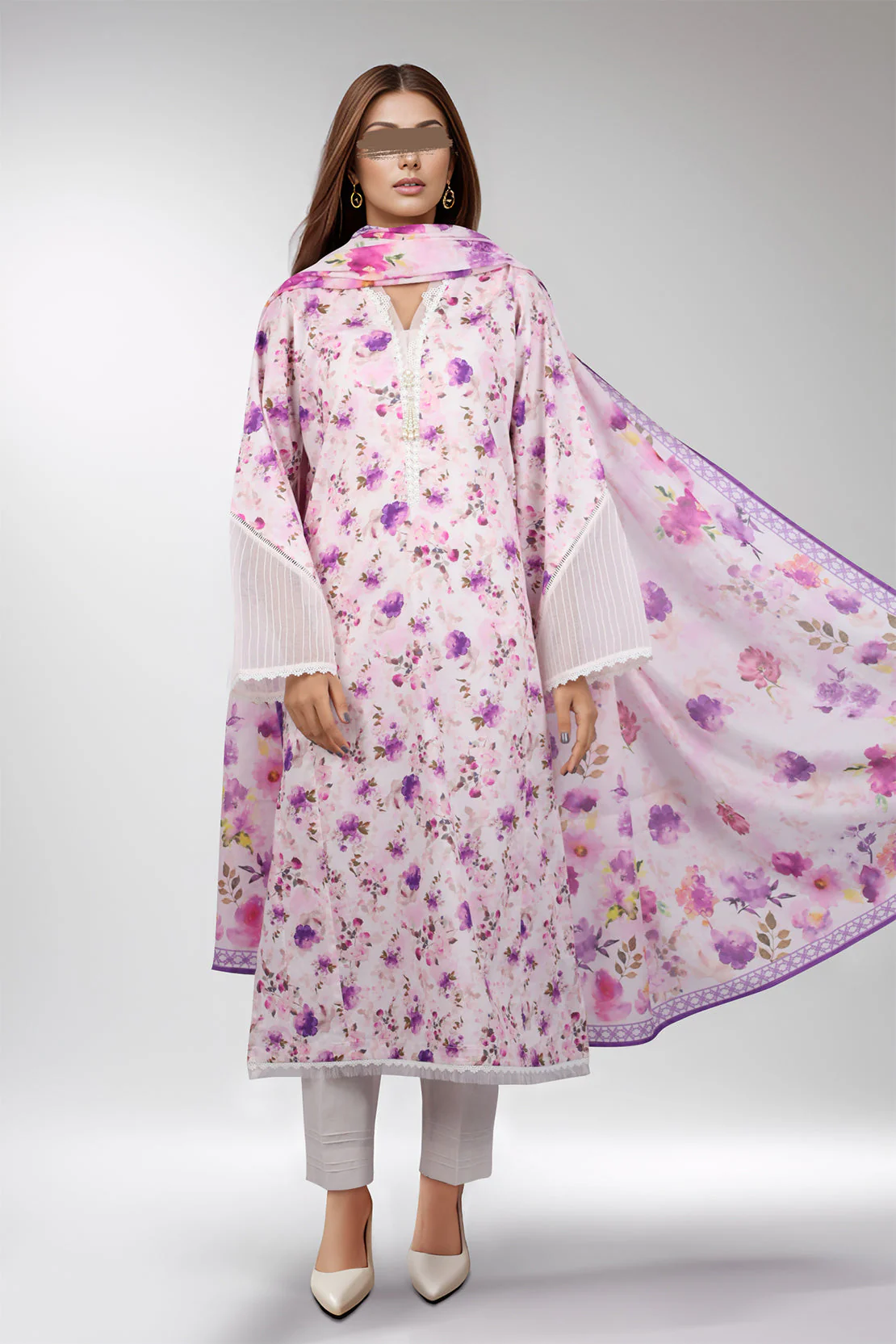 Unstitched Printed Self Jacquard 3 Piece - Image 2