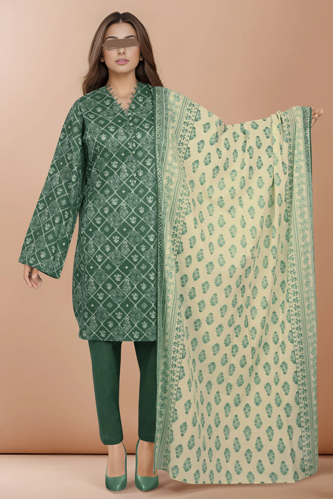 Unstitched Printed Lawn 3 Piece