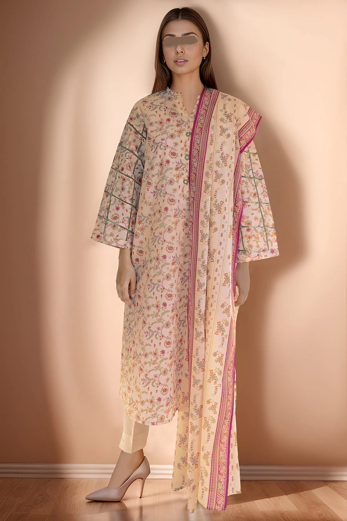 Unstitched Printed Lawn 3 Piece