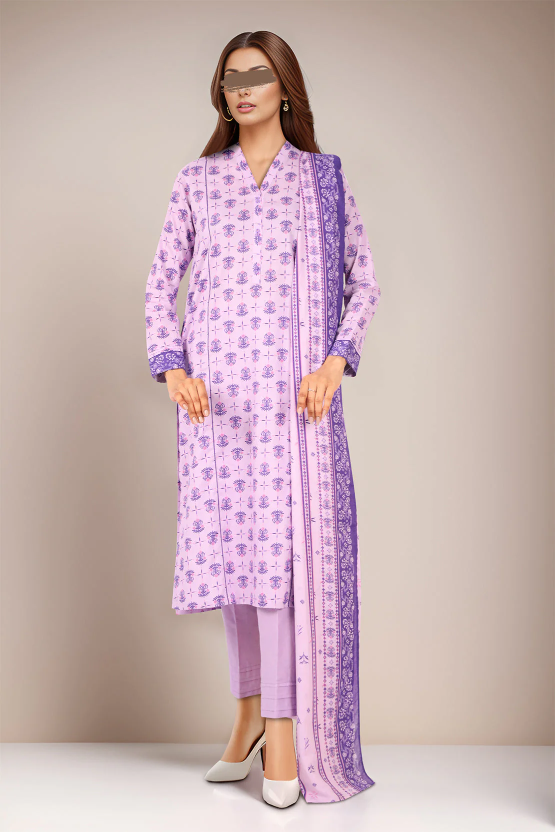 Unstitched Printed Lawn 3 Piece