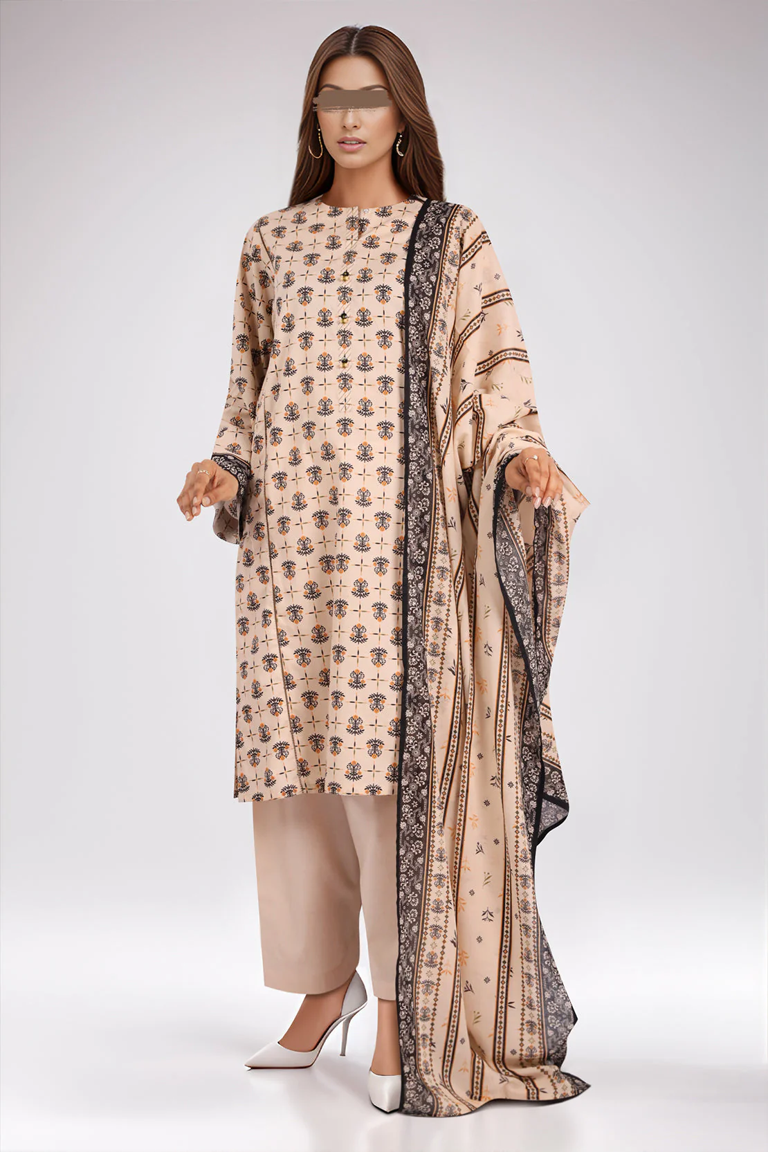 Unstitched Printed Lawn 3 Piece