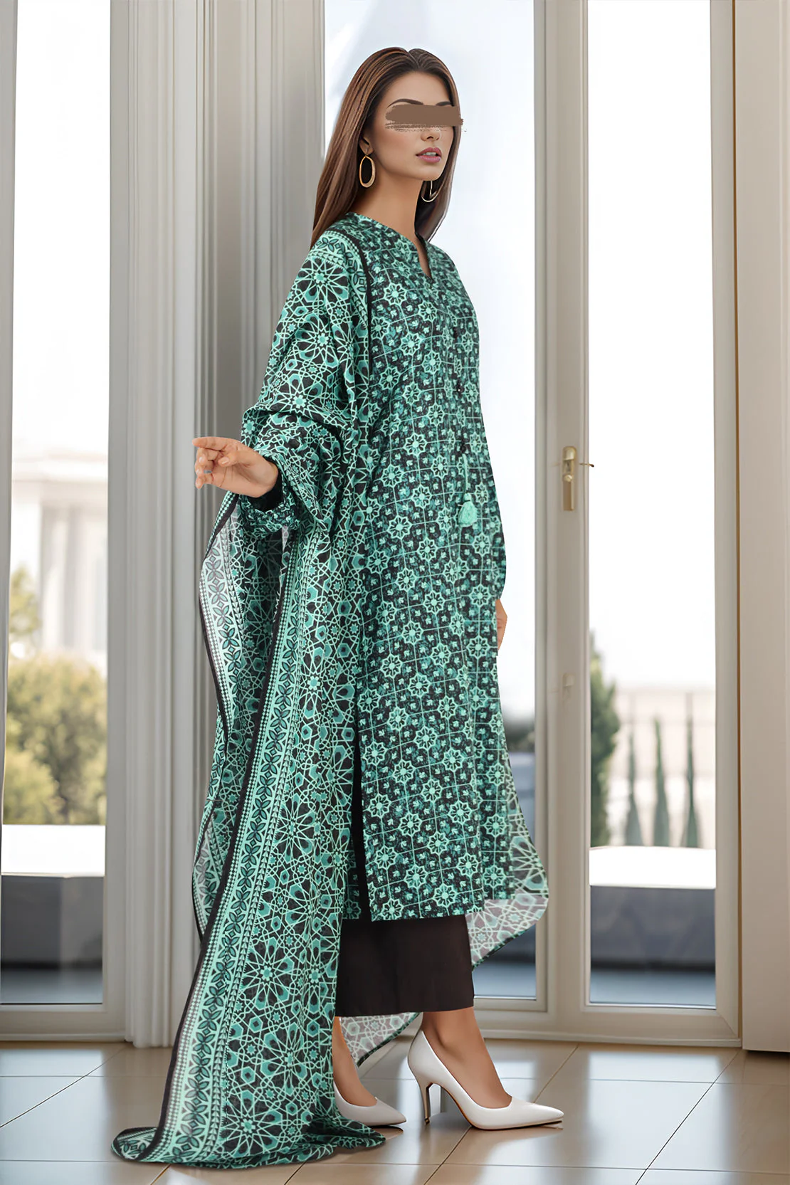 Unstitched Printed Lawn 3 Piece - Image 2