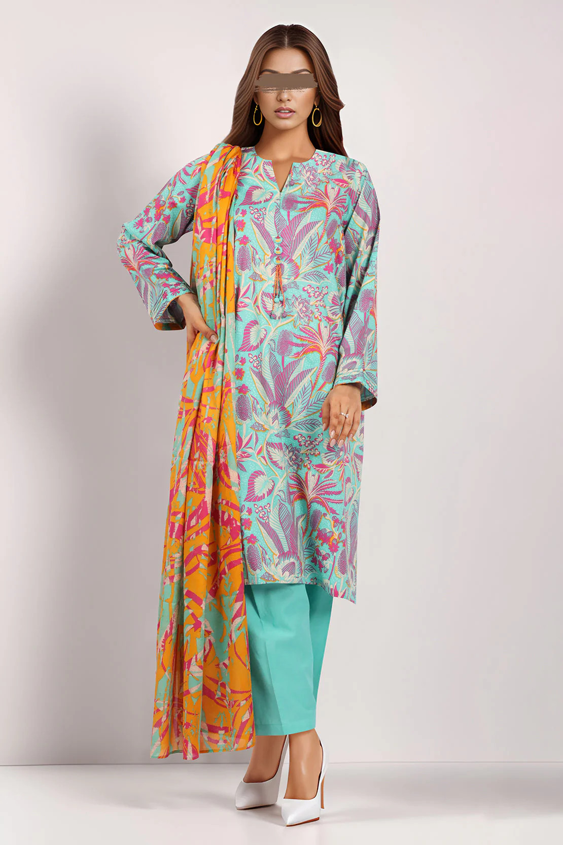 Unstitched Printed Lawn 3 Piece