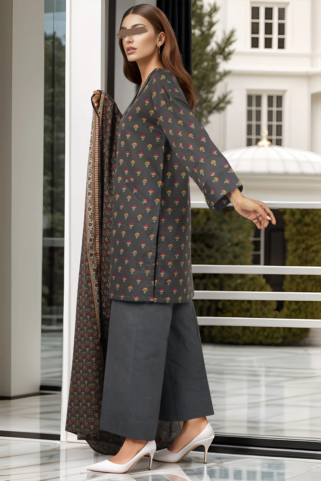 Unstitched Printed Lawn 3 Piece - Image 2