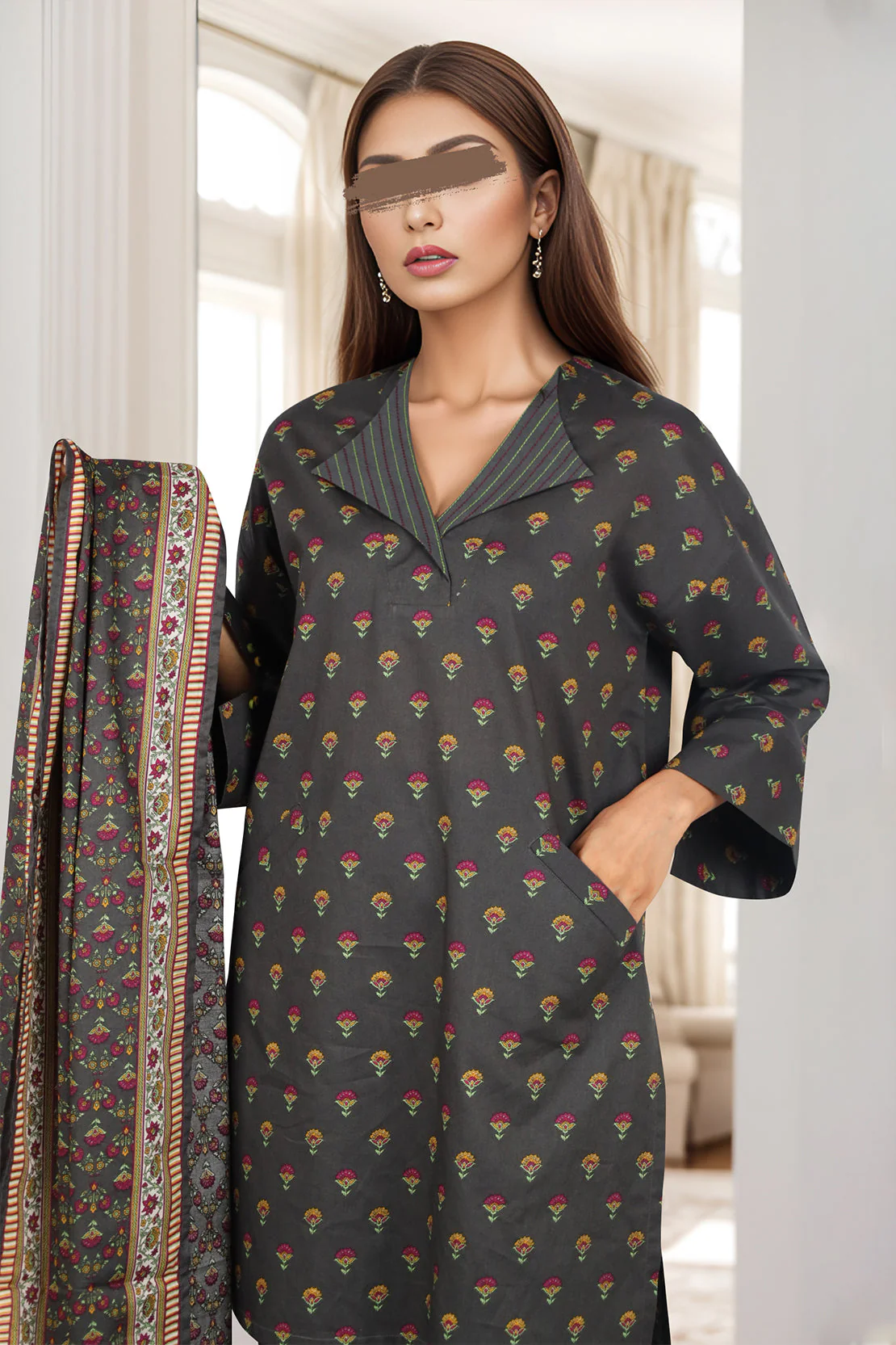 Unstitched Printed Lawn 3 Piece - Image 3