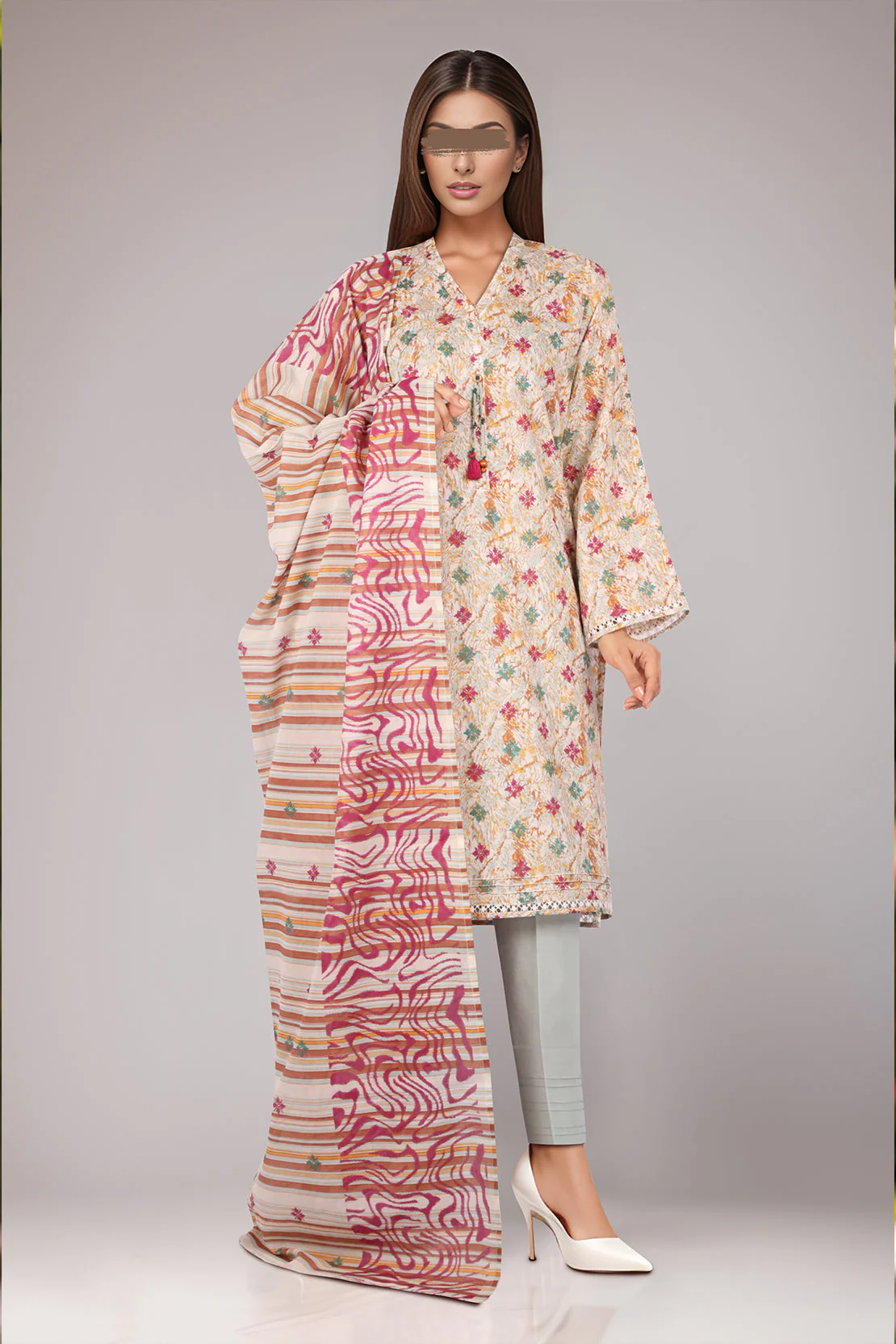 Unstitched Printed Lawn 3 Piece
