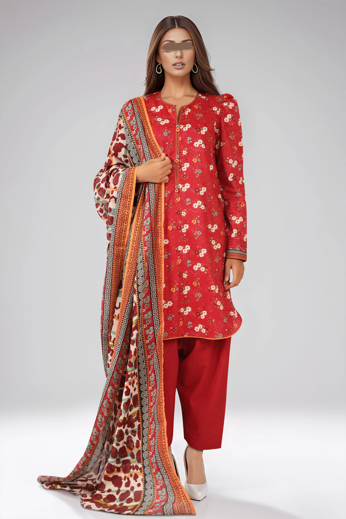 Unstitched Printed Lawn 3 Piece