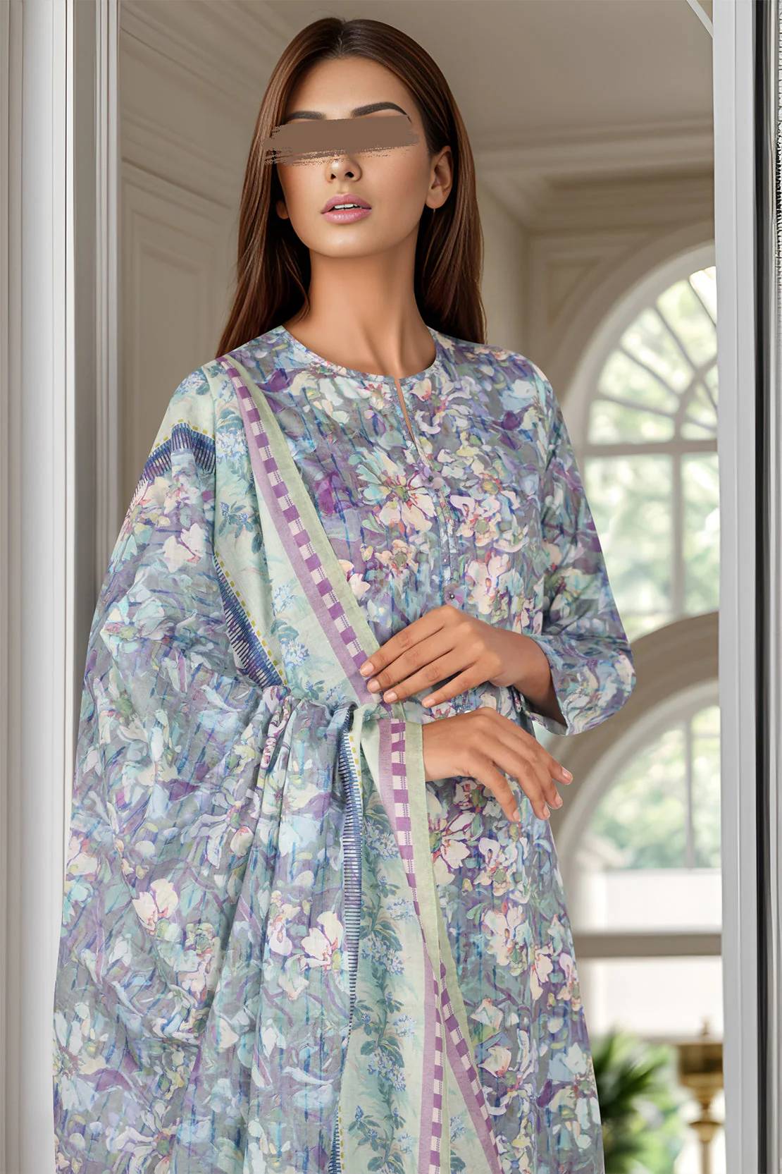 Unstitched Printed Lawn 3 Piece - Image 2