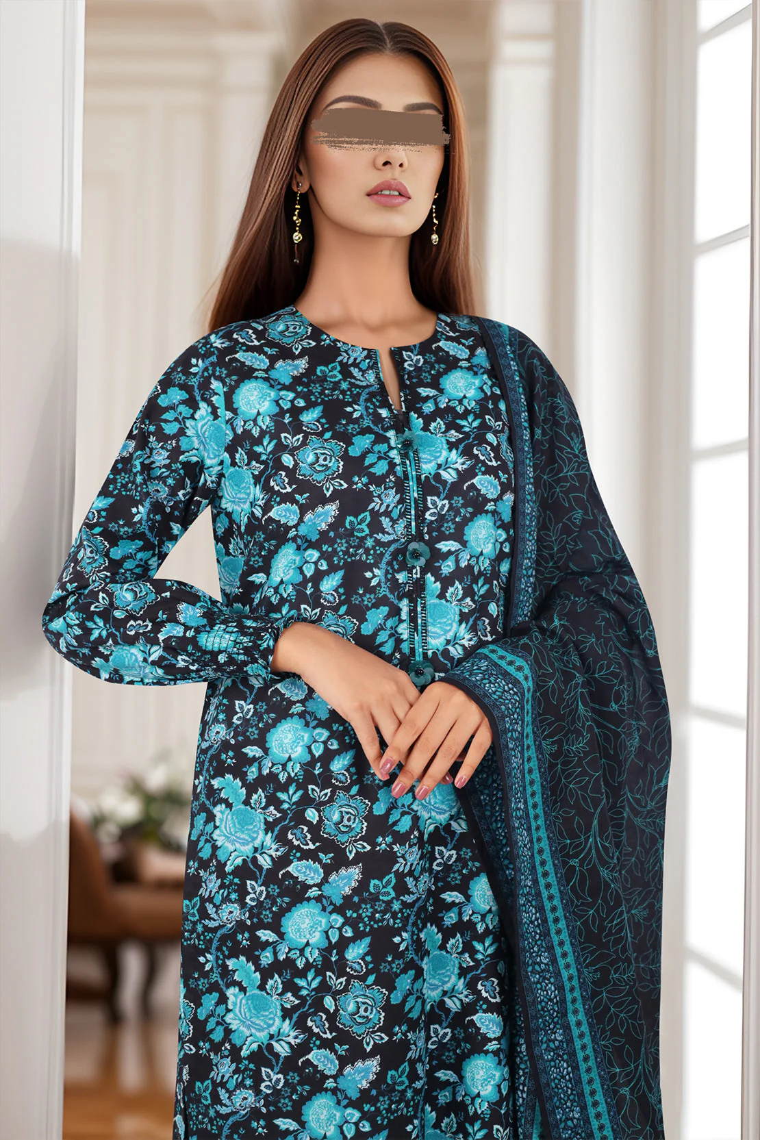 Unstitched Printed Lawn 3 Piece - Image 2