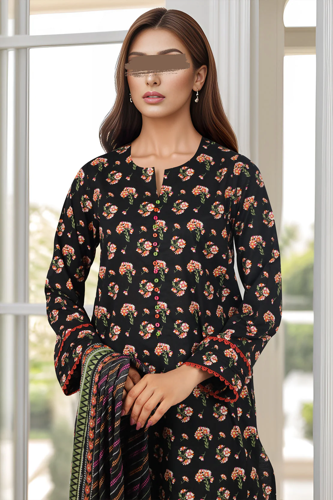 Unstitched Printed Lawn 3 Piece - Image 2