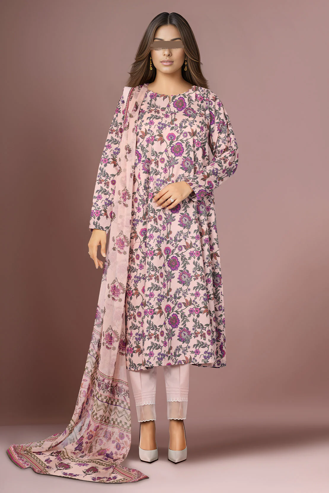 Unstitched Printed Lawn 3 Piece