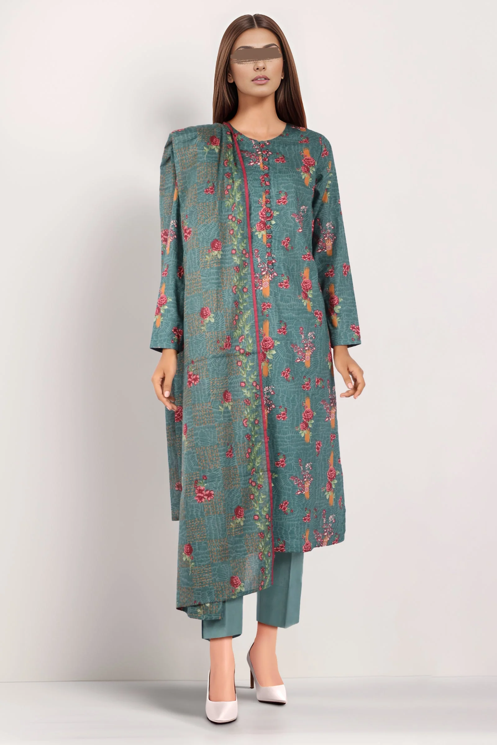 Unstitched Printed Lawn 3 Piece