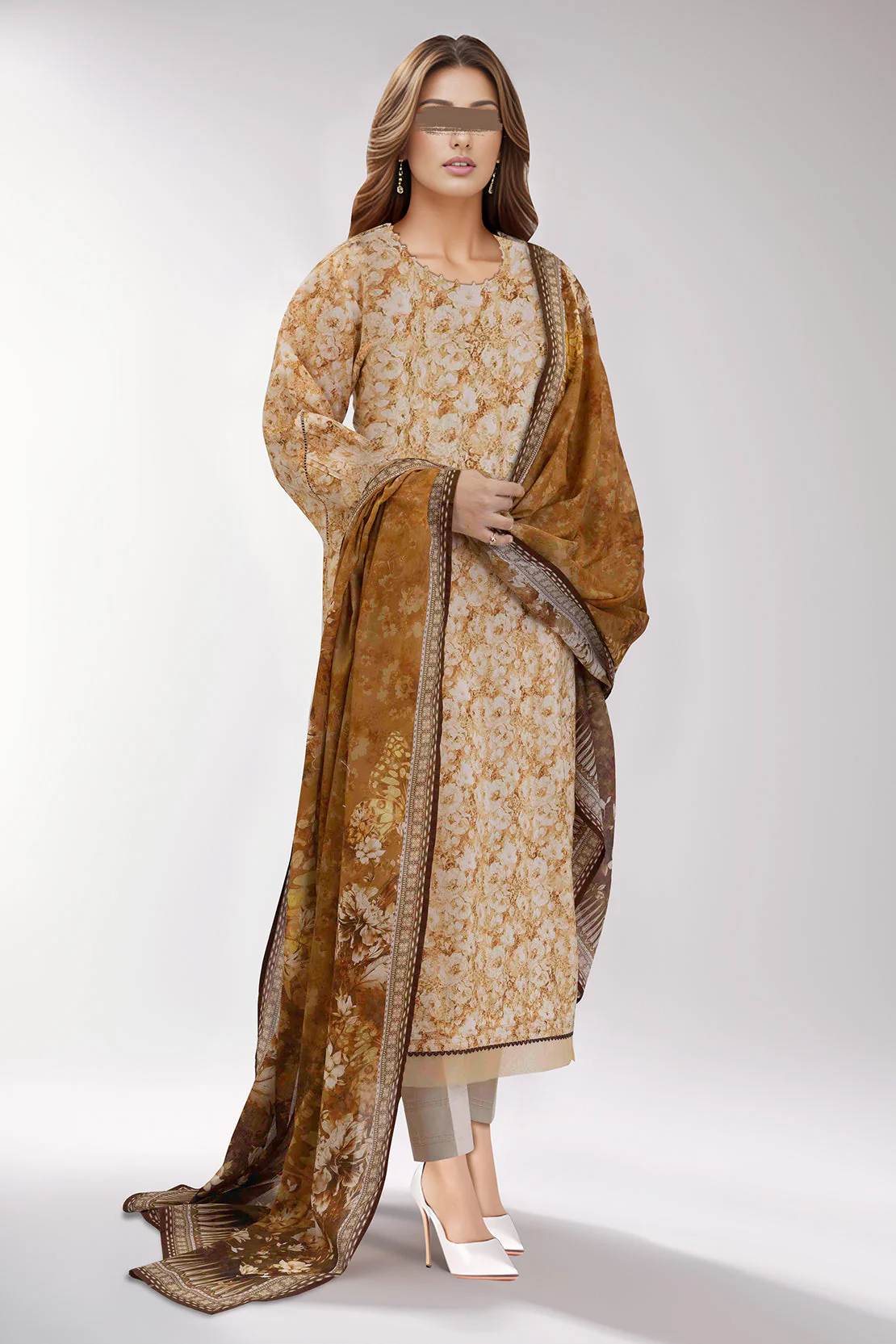 Unstitched Printed Lawn 3 Piece