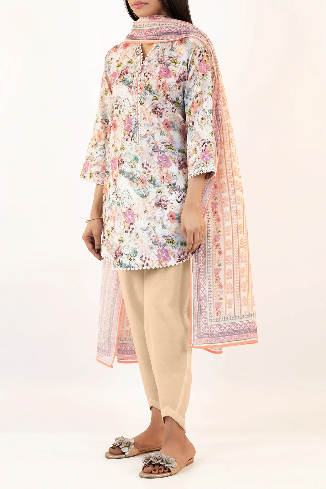 Unstitched Printed Lawn 3 Piece