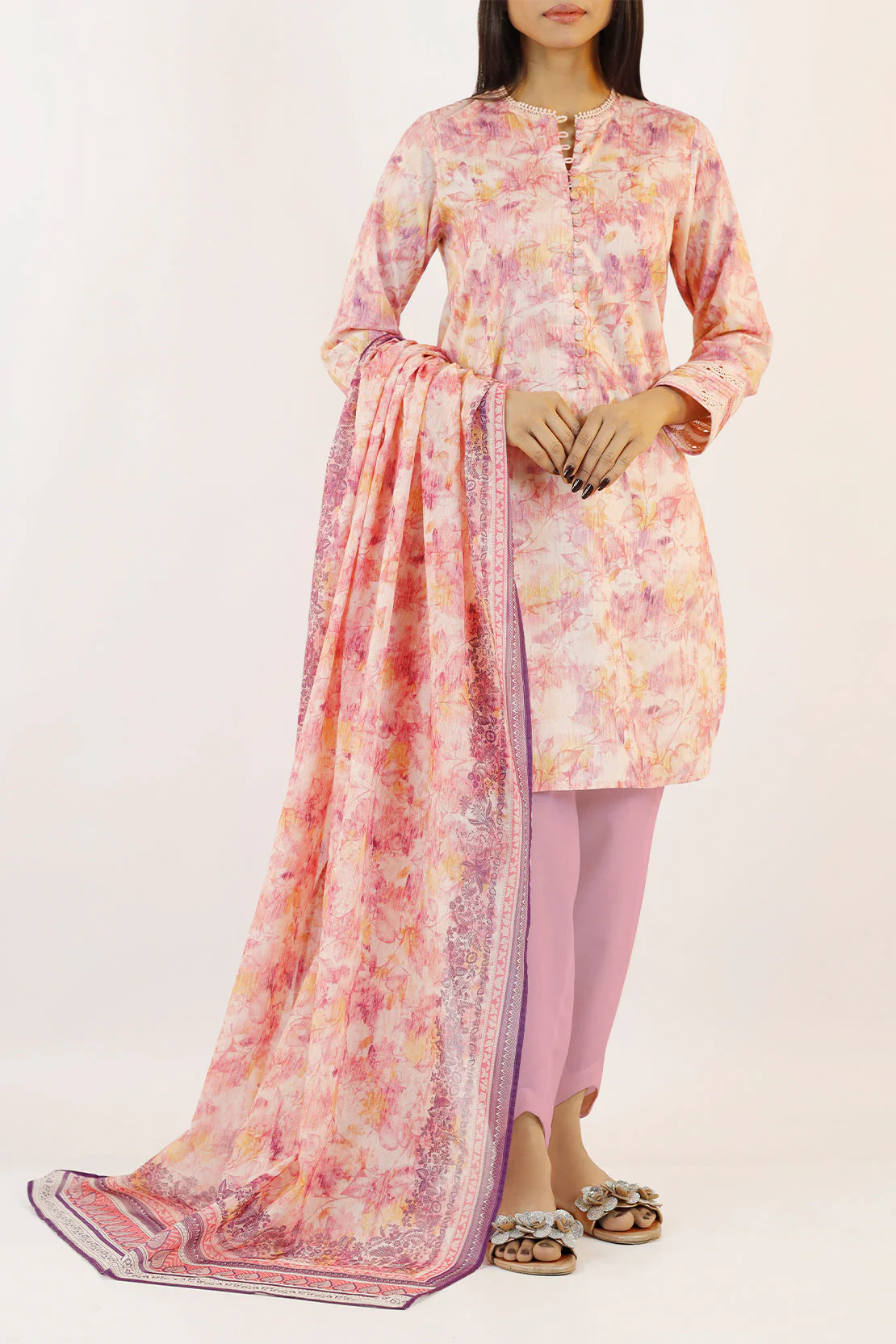 Unstitched Printed Lawn 3 Piece