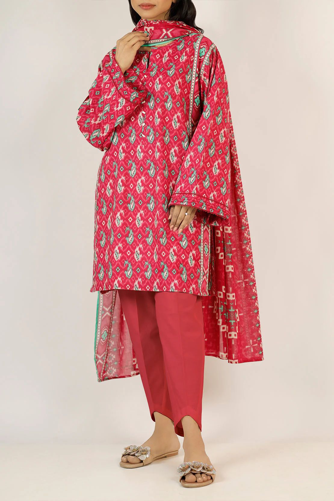 Unstitched Printed Lawn 3 Piece