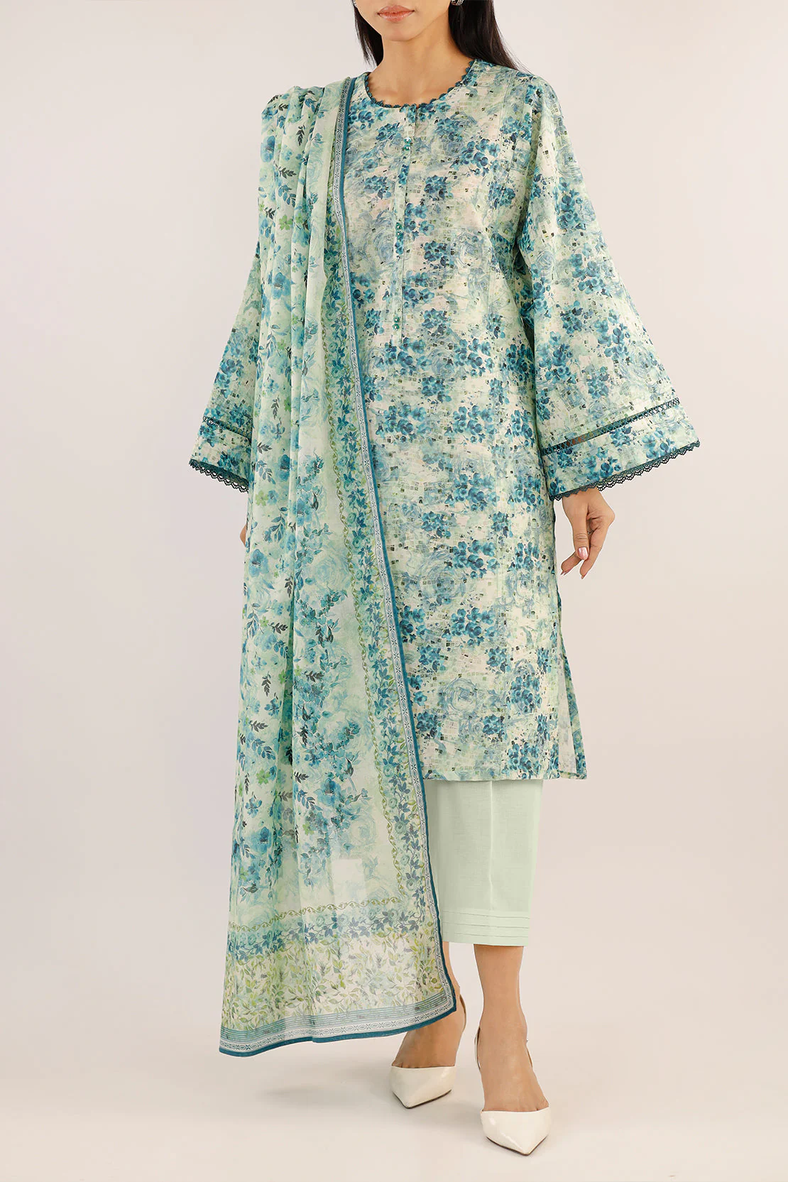 Unstitched Printed Lawn 3 Piece