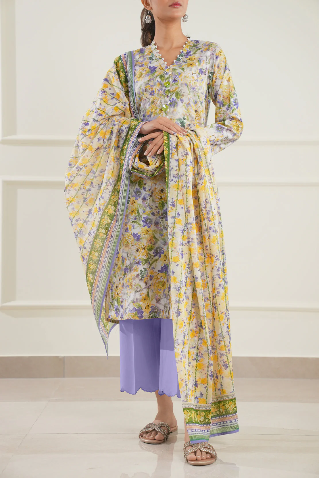 Unstitched Printed Lawn 3 Piece