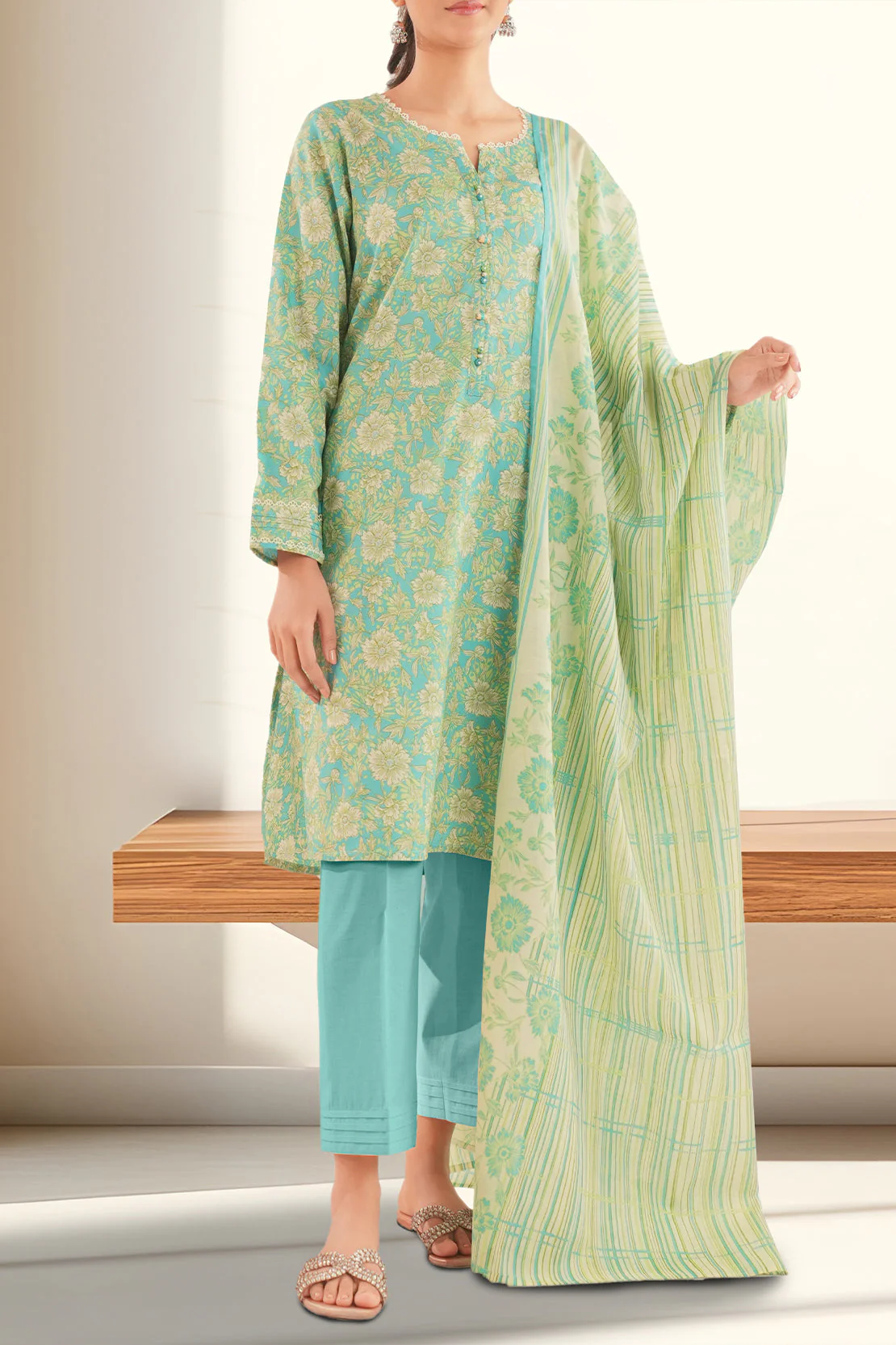 Unstitched Printed Lawn 3 Piece - Image 2