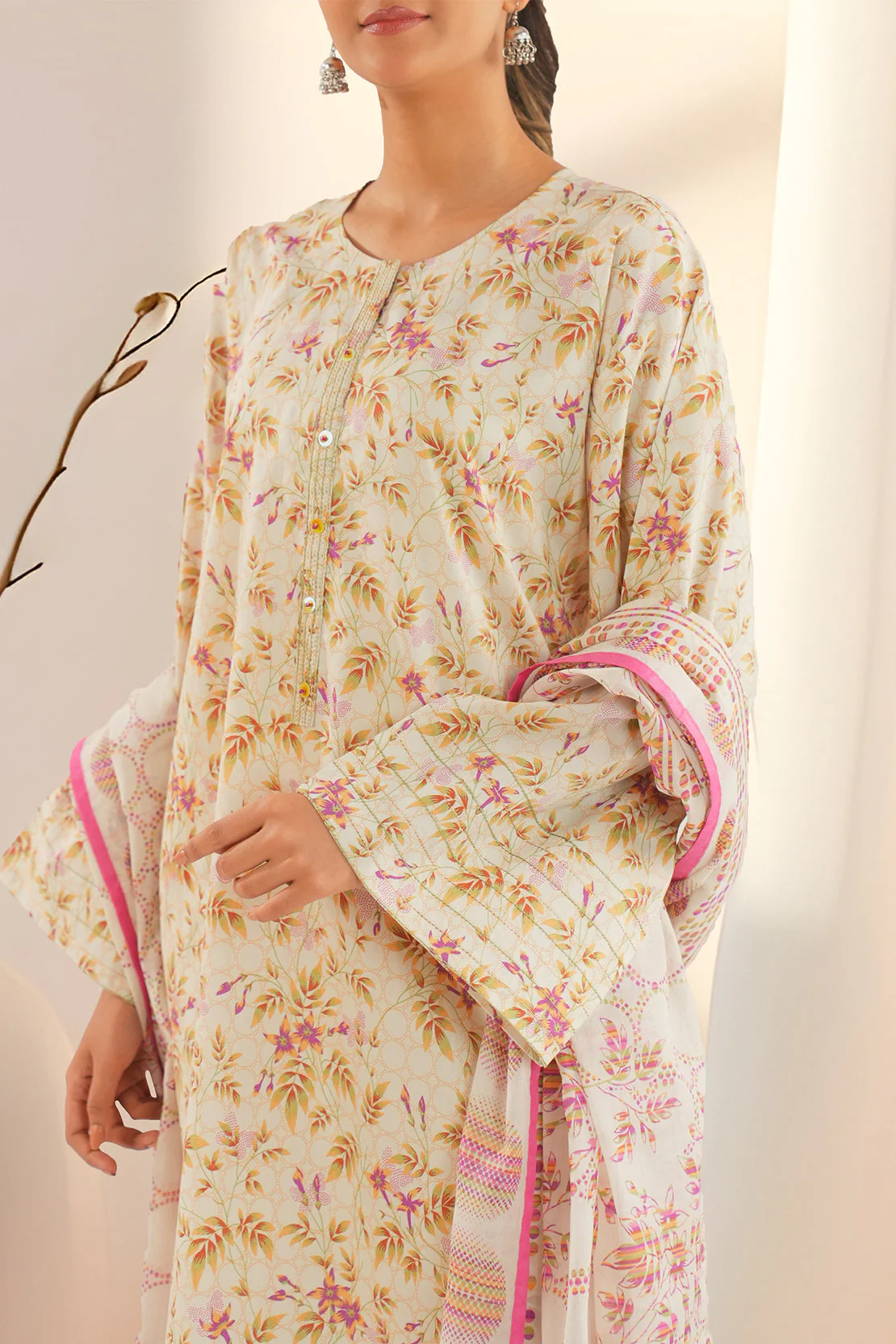 Unstitched Printed Lawn 3 Piece