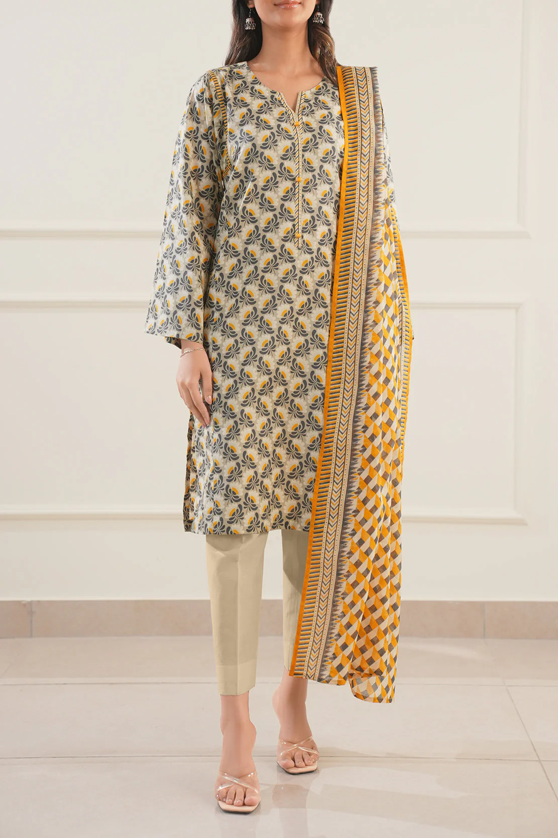 Unstitched Printed Lawn 3 Piece