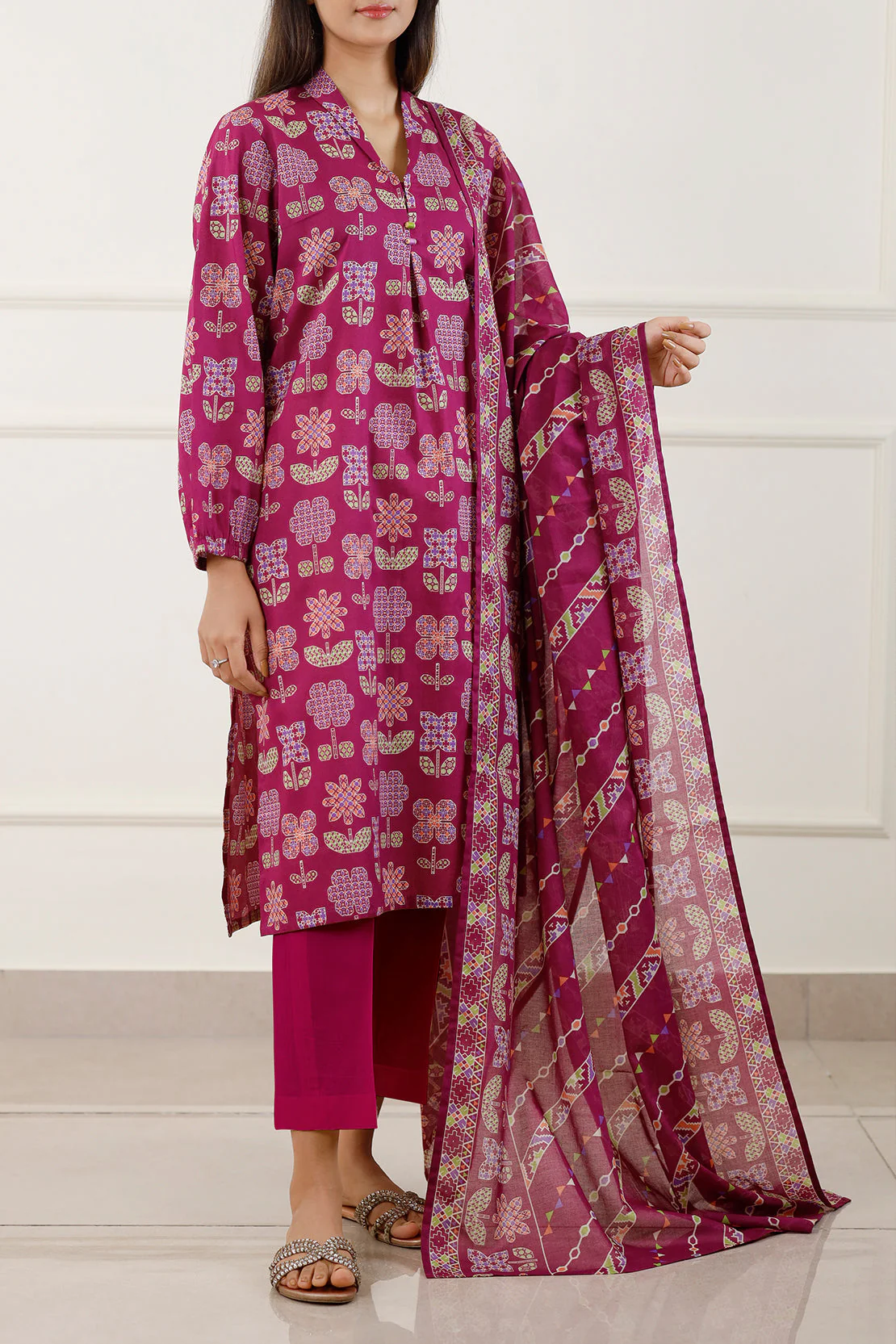 Unstitched Printed Lawn 3 Piece - Image 2