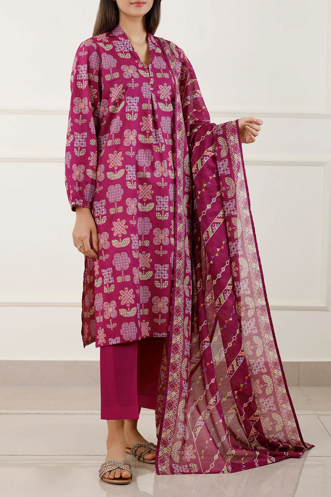 Unstitched Printed Lawn 3 Piece - Image 3