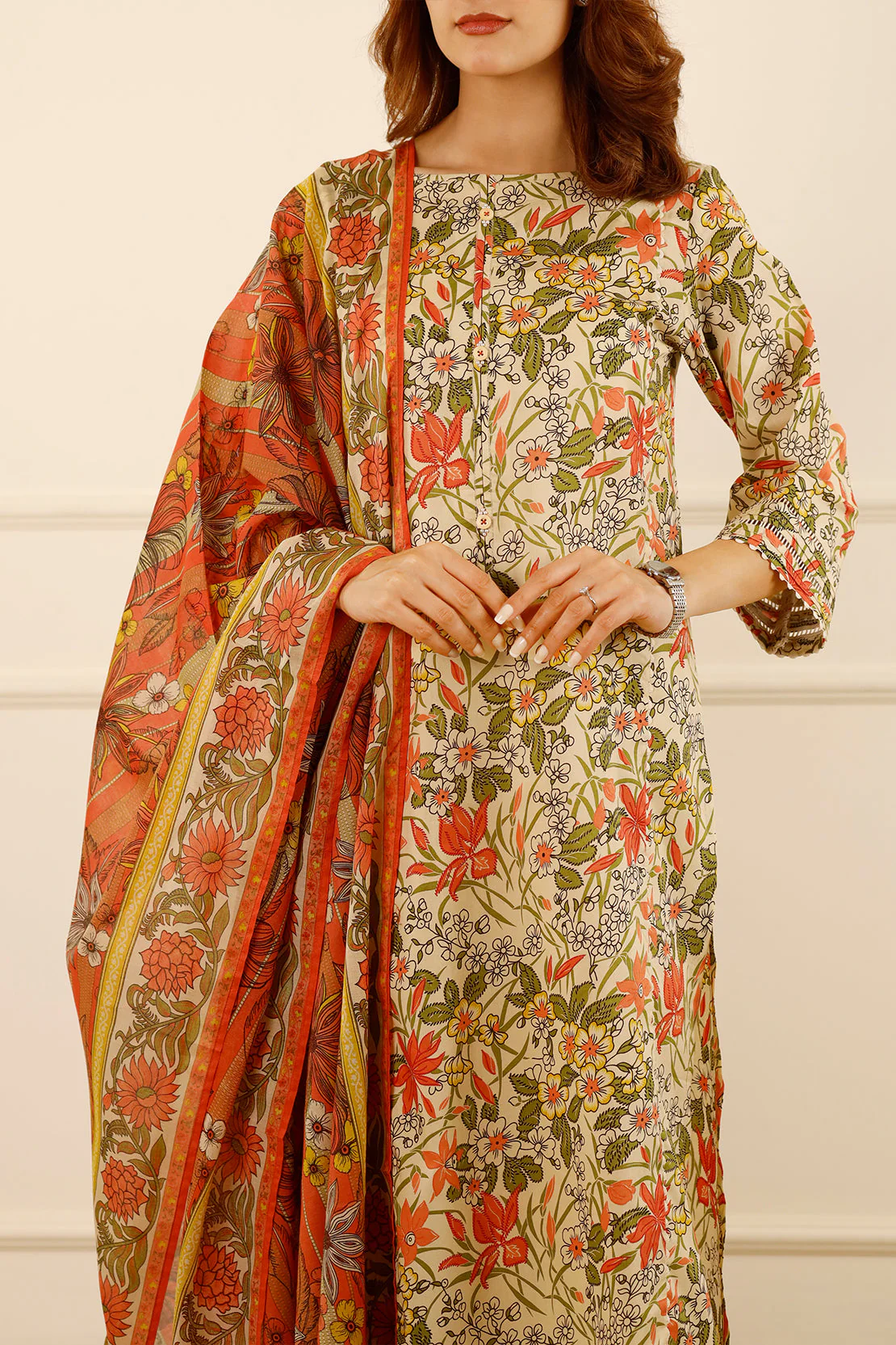 Unstitched Printed Lawn 3 Piece