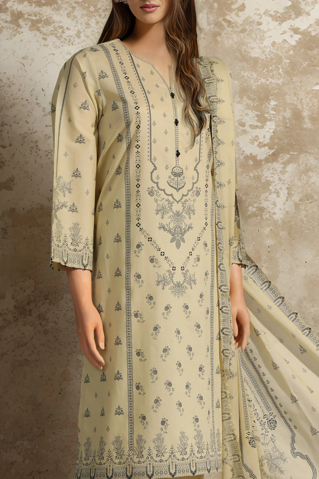 Unstitched Printed Lawn 3 Piece With Lawn Dupatta