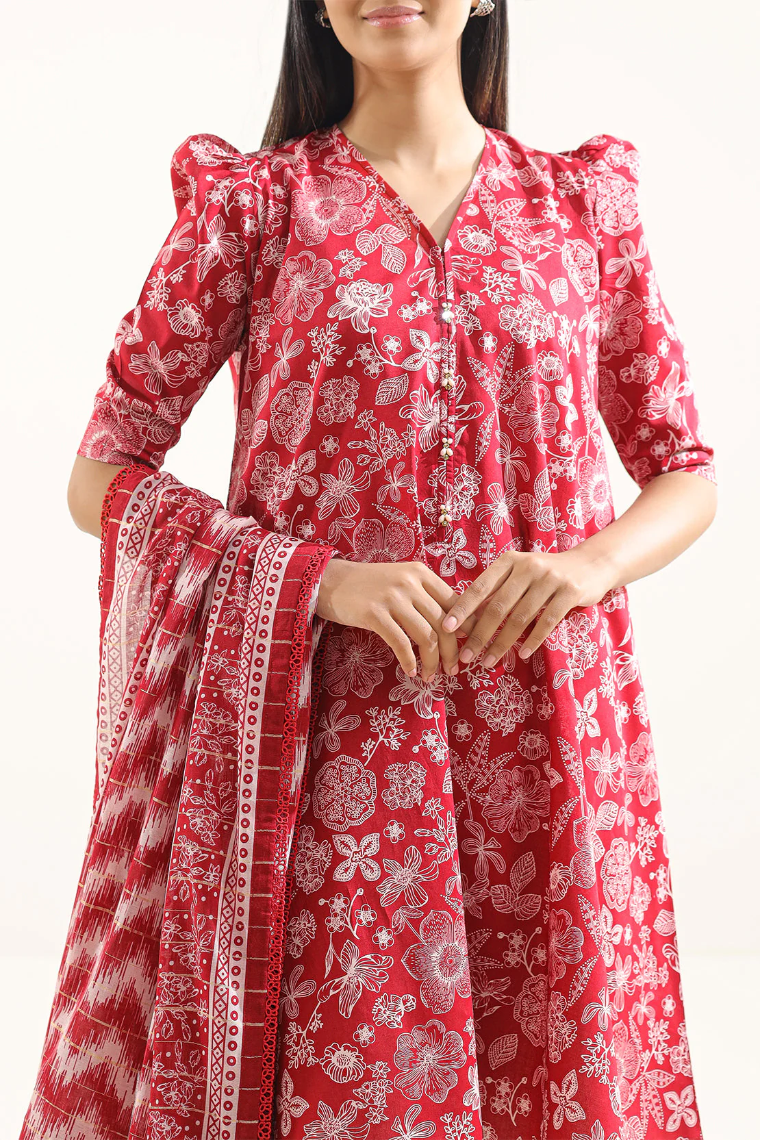 Unstitched Printed Lawn 3 Piece With Zari Dupatta - Image 4
