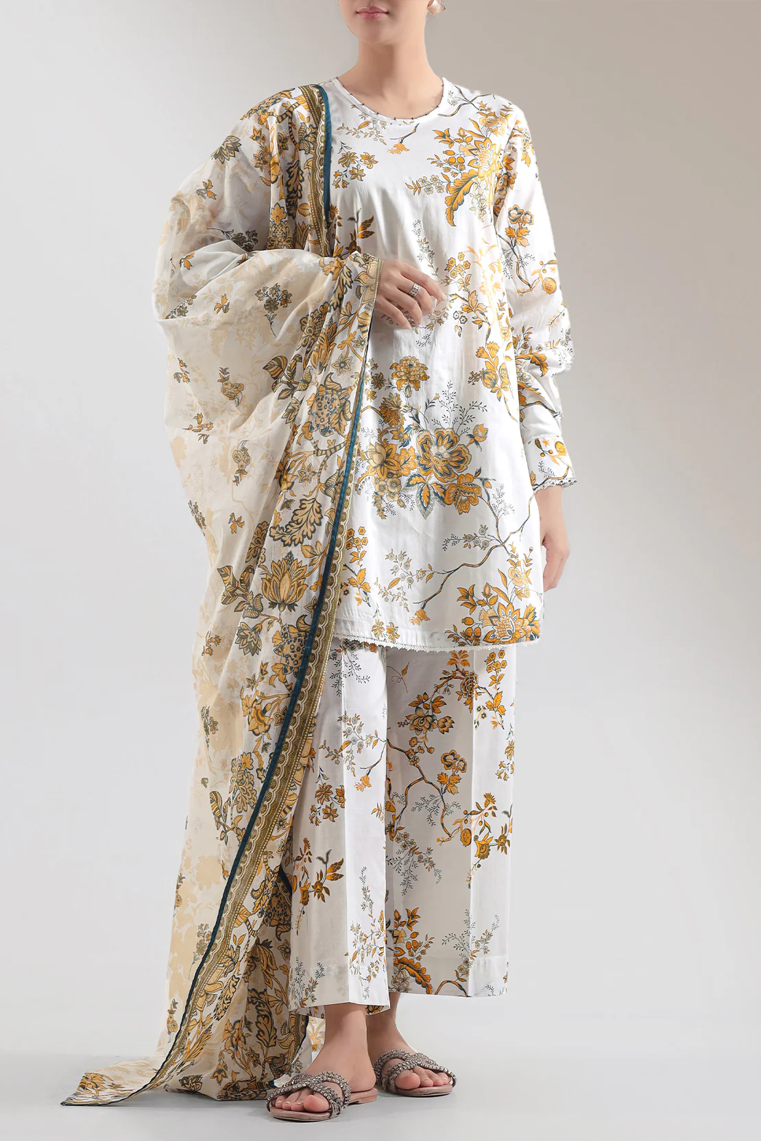 Unstitched Printed Lawn 3 Piece