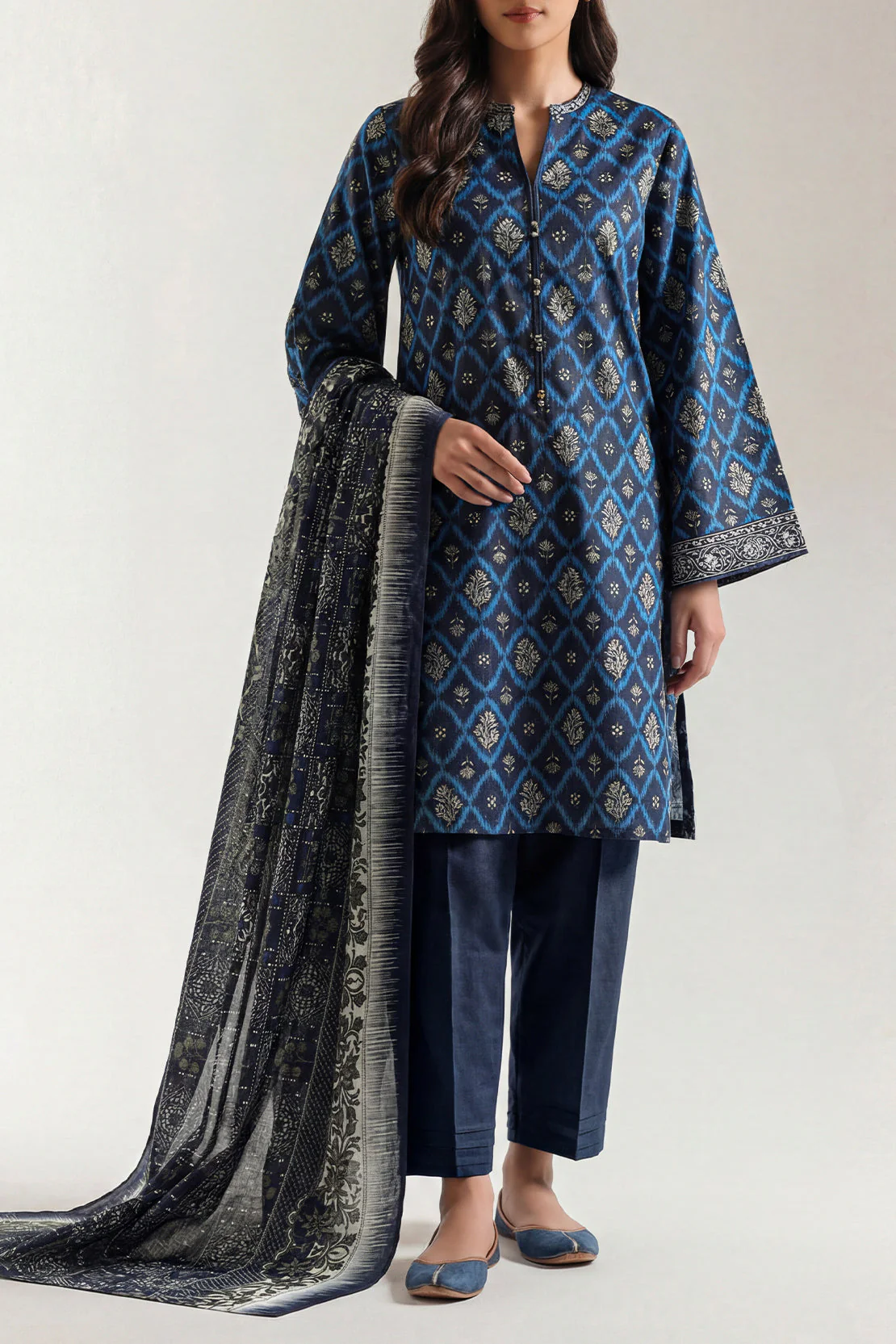Unstitched Printed Lawn 3 Piece