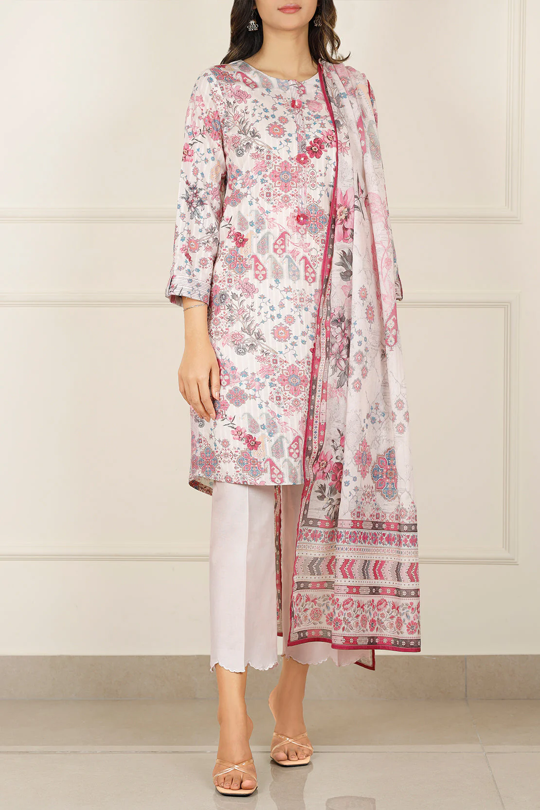 Unstitched Printed Lawn 3 Piece