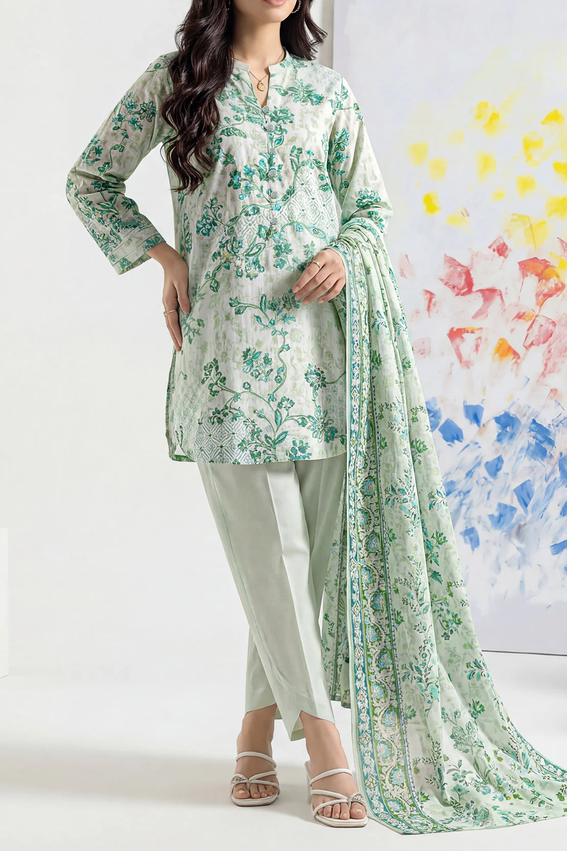 Unstitched Printed Lawn 3 Piece