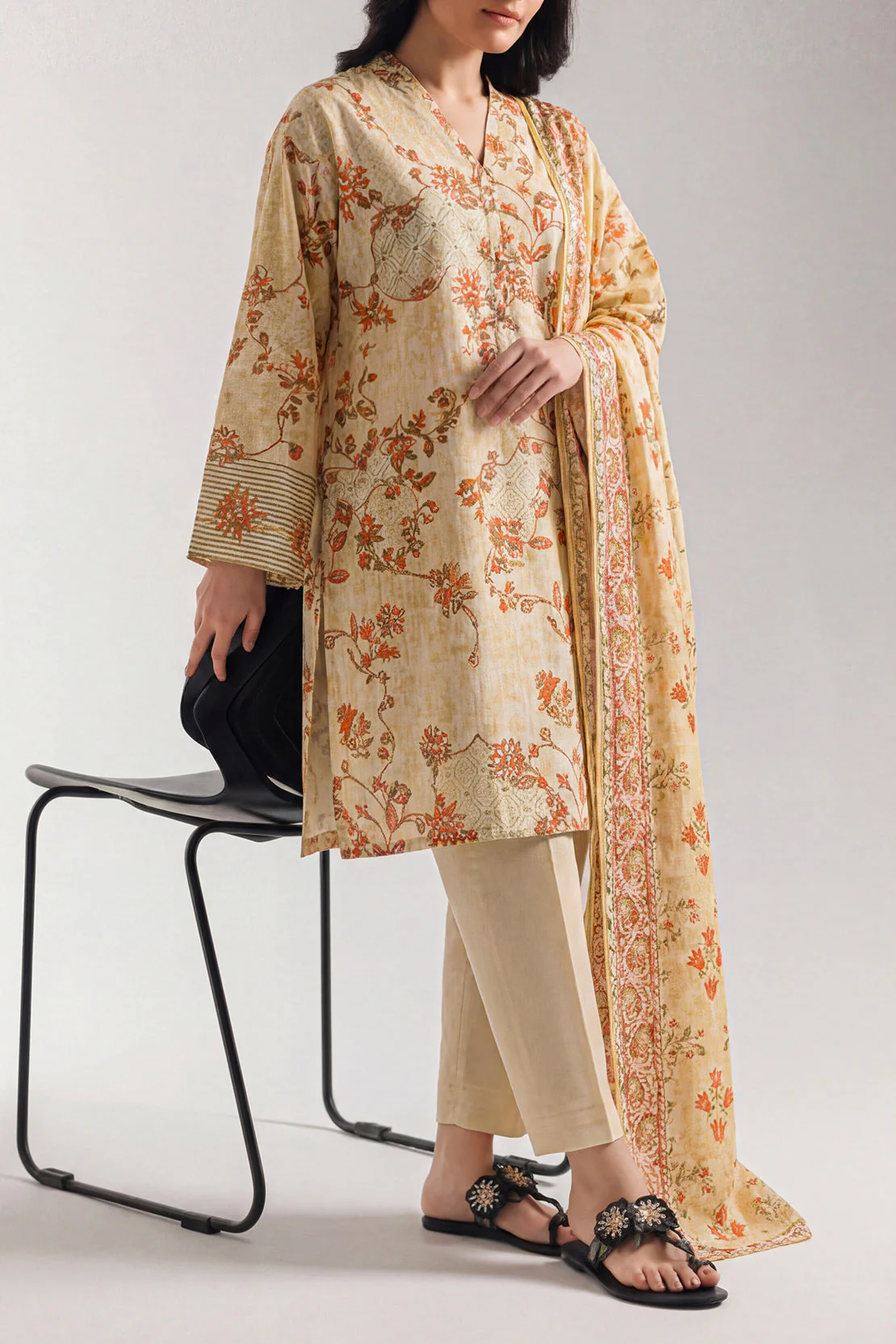 Unstitched Printed Lawn 3 Piece