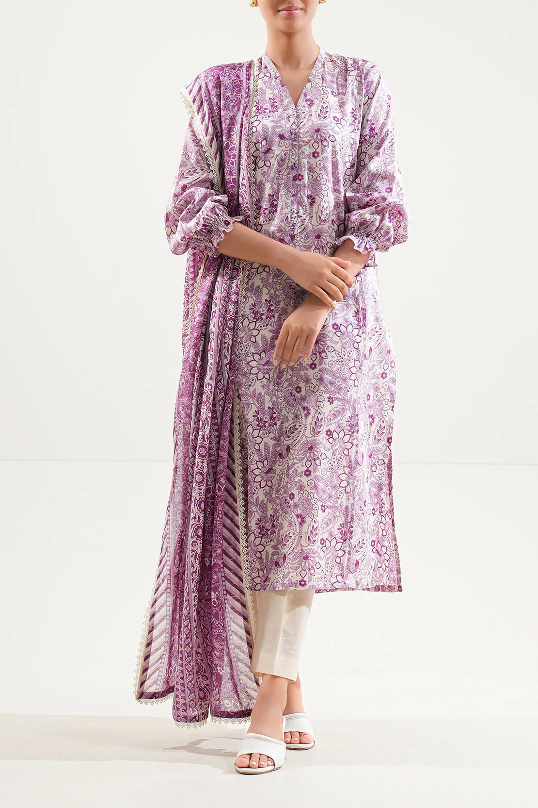 Unstitched Printed Lawn 3 Piece