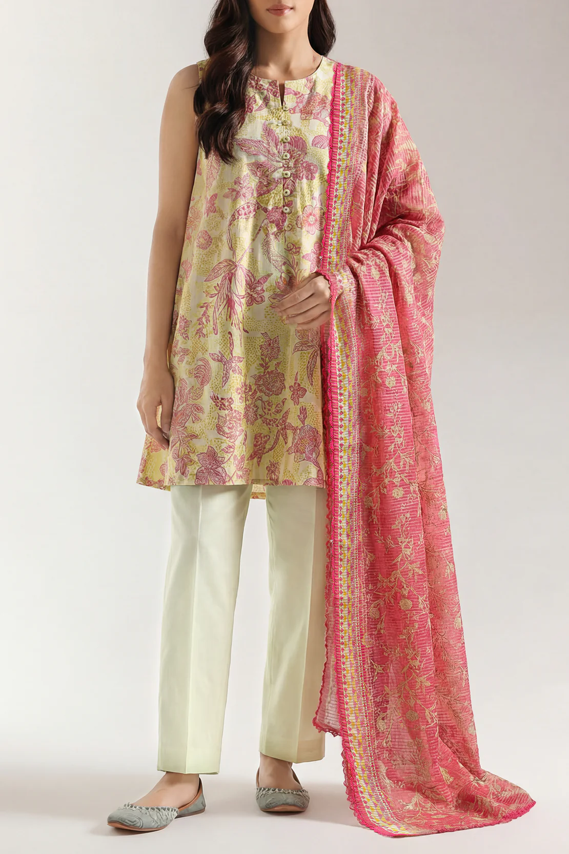 Unstitched Printed Lawn 3 Piece