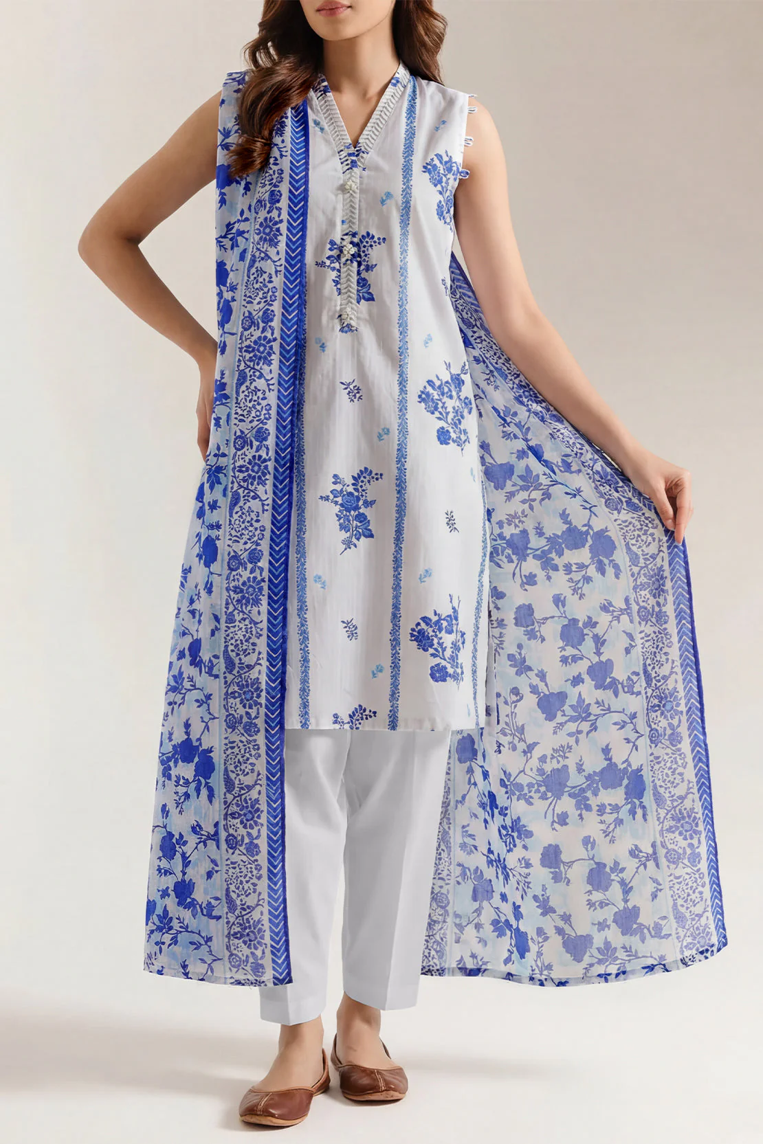 Unstitched Printed Lawn 3 Piece