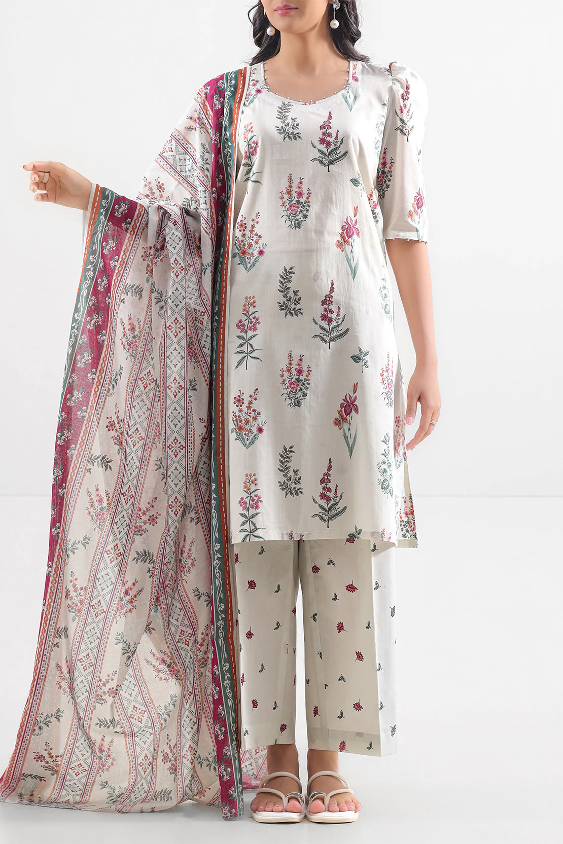 Unstitched Printed Lawn 3 Piece