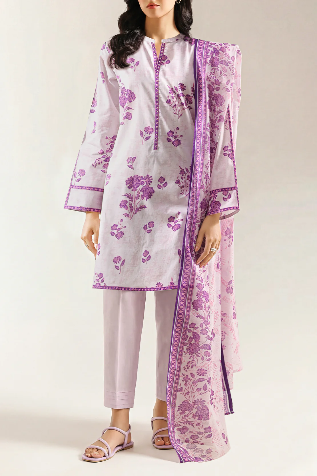 Unstitched Printed Lawn 3 Piece