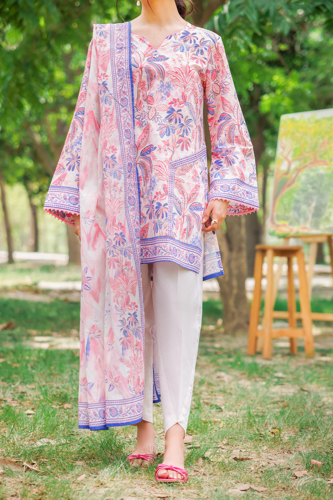 Unstitched Printed Lawn 3 Piece