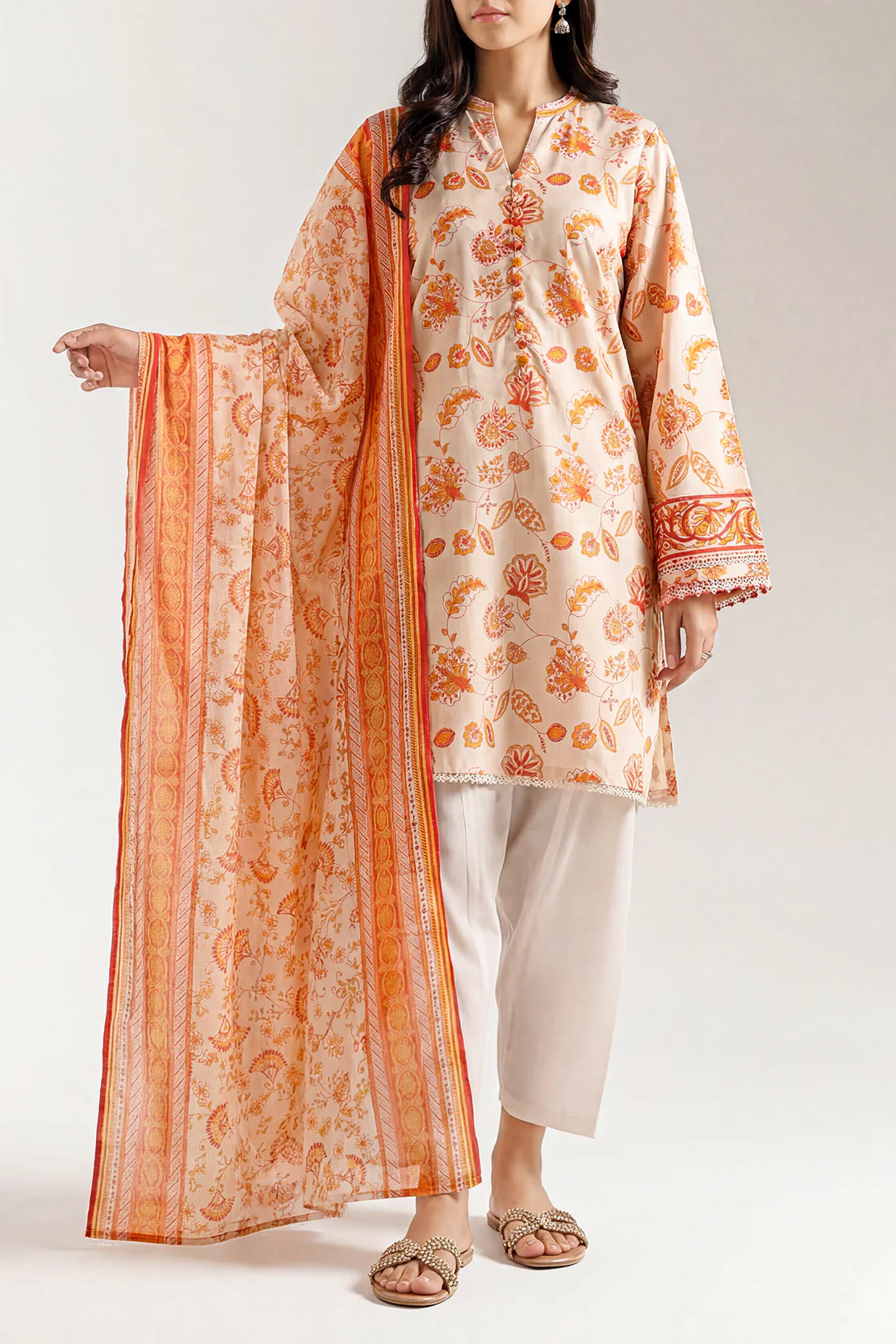 Unstitched Printed Lawn 3 Piece