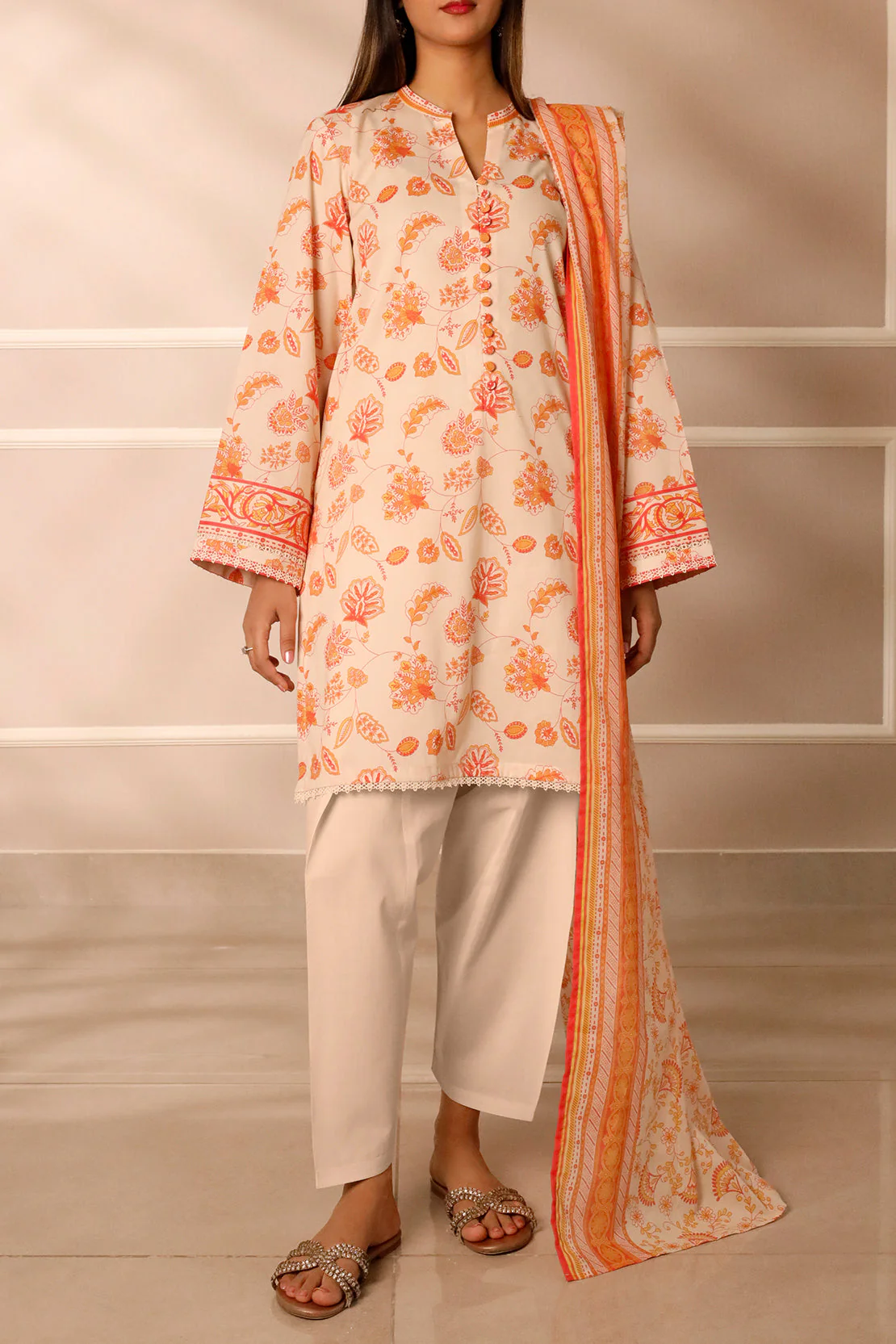 Unstitched Printed Lawn 3 Piece - Image 4