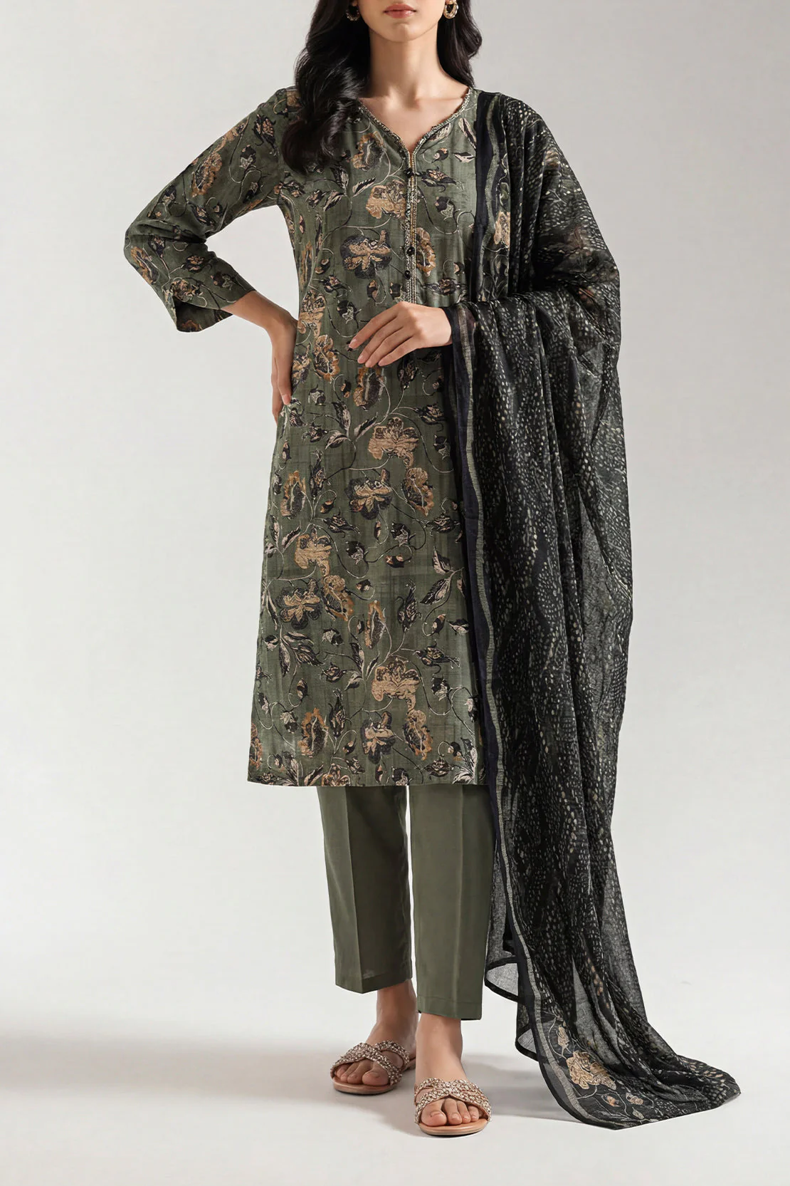 Unstitched Printed Lawn 3 Piece