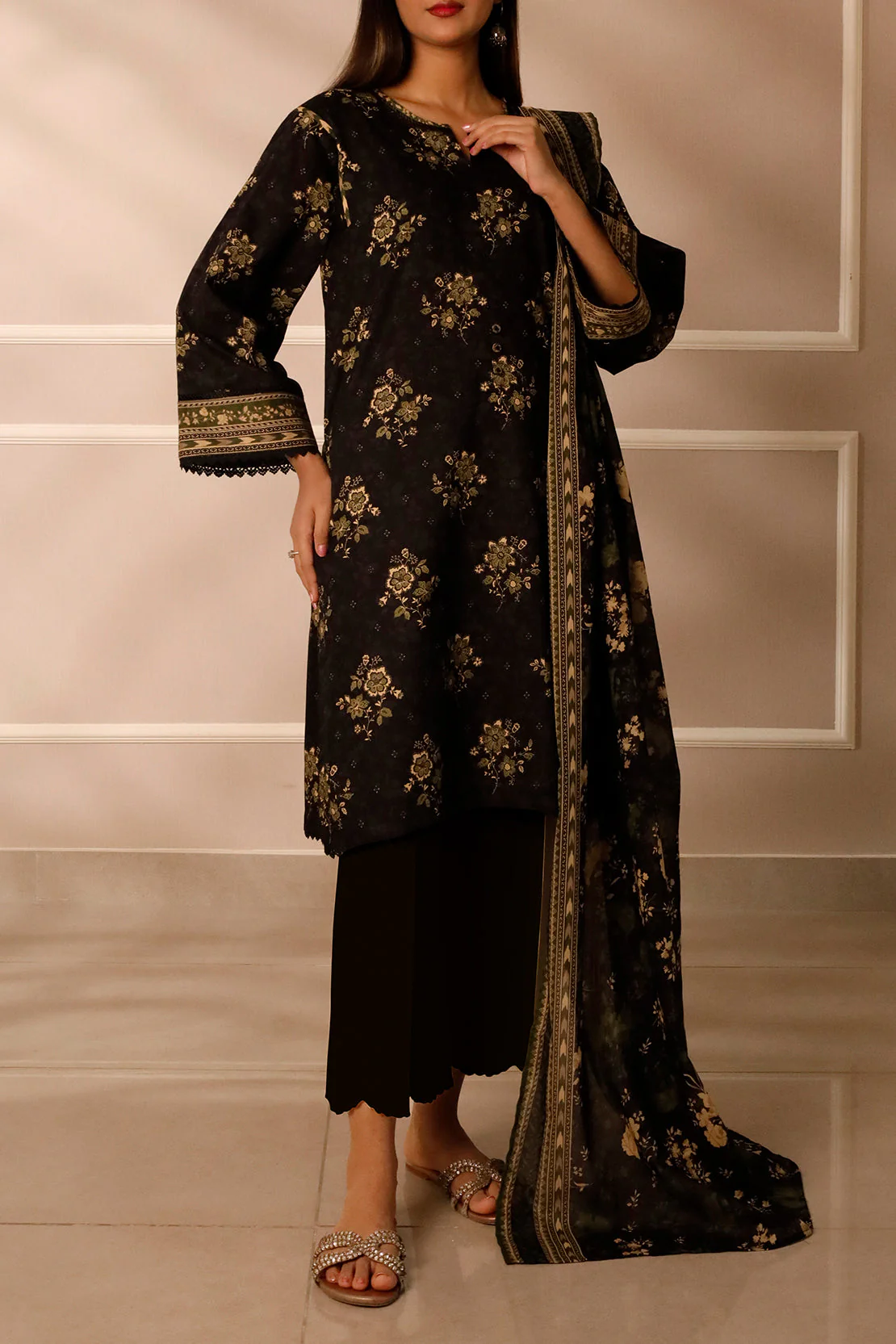 Unstitched Printed Lawn 3 Piece