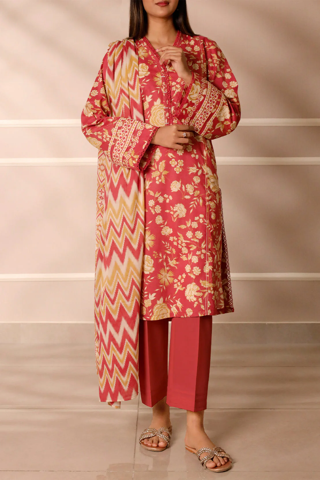 Unstitched Printed Lawn 3 Piece