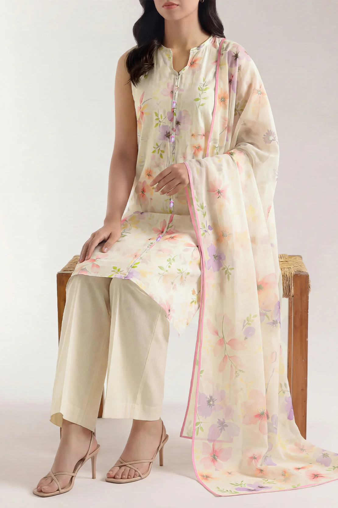 Unstitched Printed Lawn 3 Piece